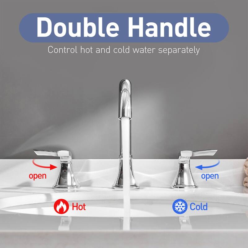 8 Inch Widespread Bathroom Faucet for Sink Deck Mounted Lavatory Vanity Faucet 2 Handle Bathroom Sink Faucet with Pop-up Drain