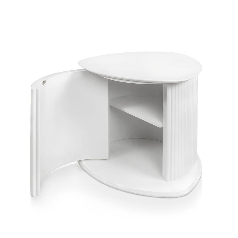 Furniture of America Astra Modern 2-Piece Glossy White Triangle Storage Coffee Table Set