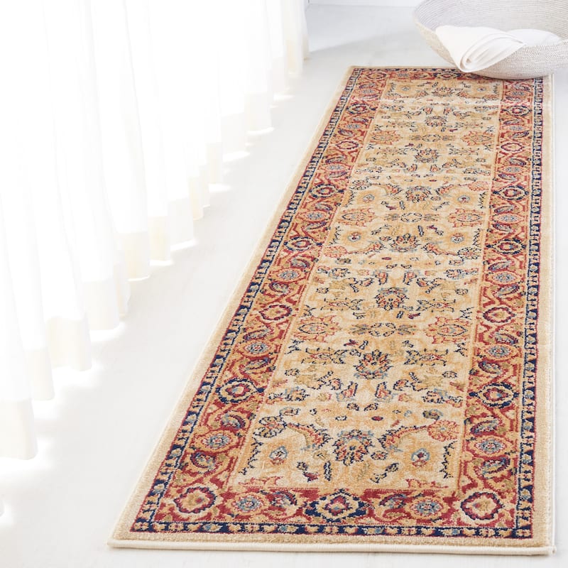Lauren Ralph Lauren Pacey Traditional Oriental Rug - 2'3" x 8' Runner - Creme/Red