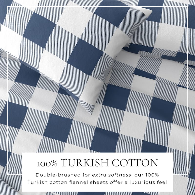 Linery & Co. Turkish Cotton Double-Brushed Printed Flannel Bed Sheet Set