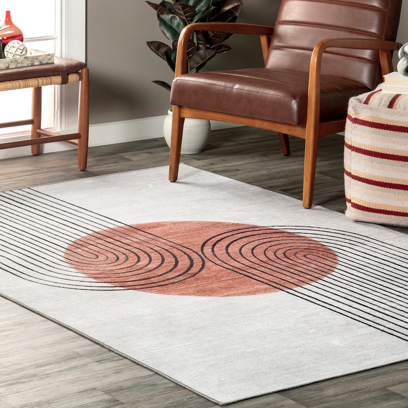 Nuloom Martine SpinClean Abstract Sun Machine Washable Area Rug