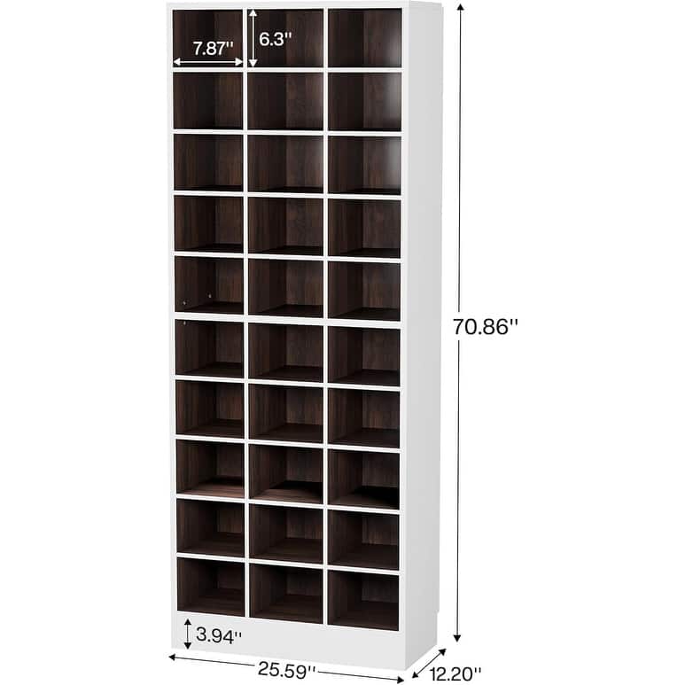 10-Tier Tall Shoe Storage Cabinet Wooden Shoe Rack with 30 Cubbies