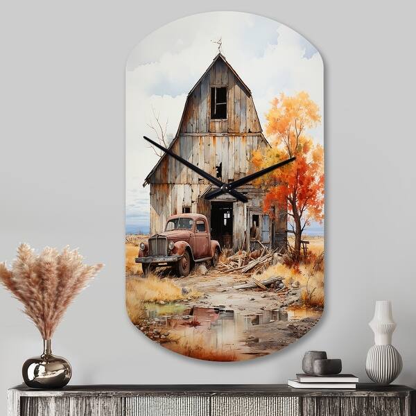 Designart - Barns Rustic Charm IX - Barns Large Wall Clocks - Metal ...