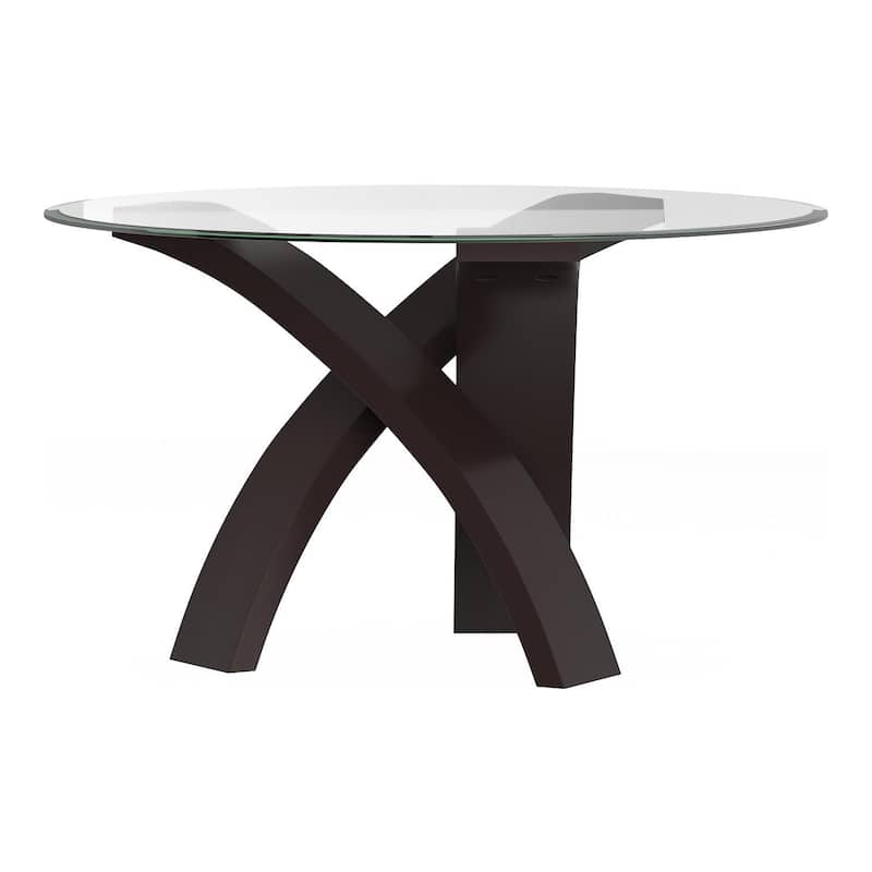Furniture of America Zibo Contemporary 52-inch Round Glass Top Dining Table