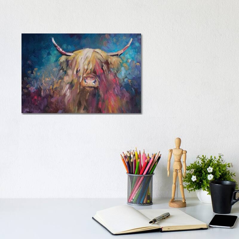 iCanvas "Dawn Highland Cow" by Sue Gardner Canvas Print - 8x12x0.75