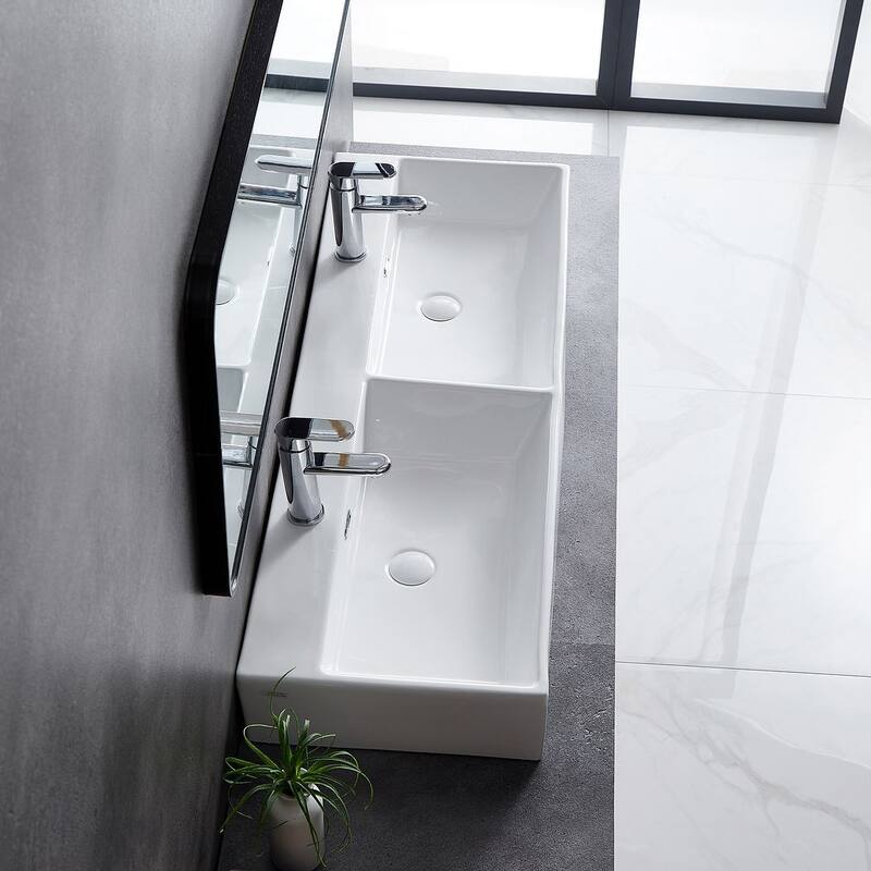 Eridanus 48" Double Basin Bathroom Vessel Trough Vanity Sink