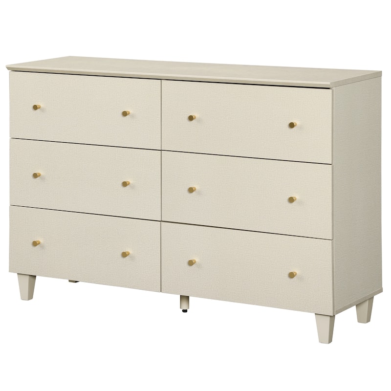 6 Drawers Dresser for Bedroom, Wooden Wide Chest of Drawers