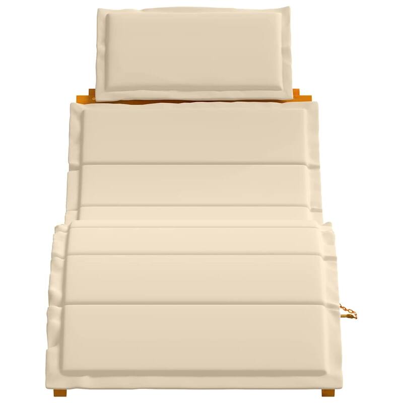 vidaXL Sun lounger 2 pcs Beige 184 x 55 x 64cm Solid Acacia wood - 72.4 x 21.7 x 25.2