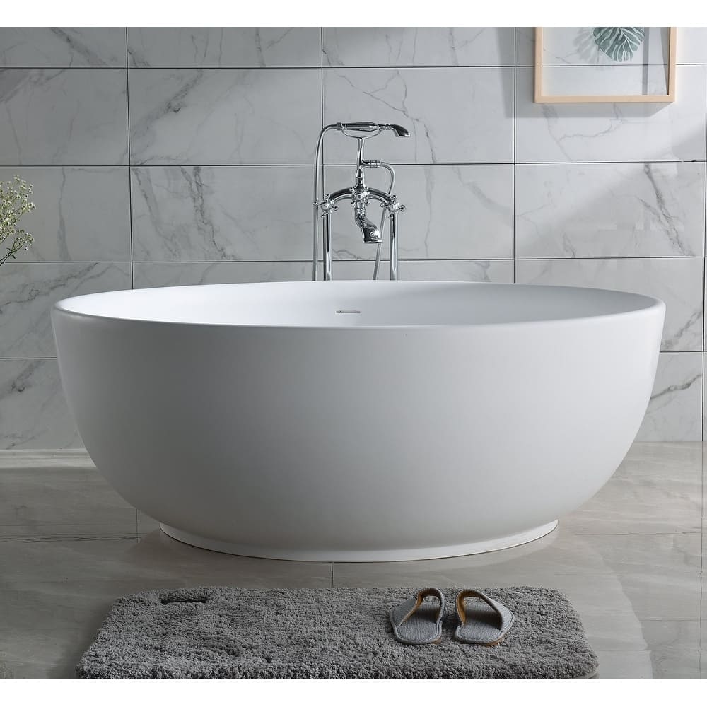 Repose 59" Stone Resin Soaking Tub - Round - 59D x 59W x 22H