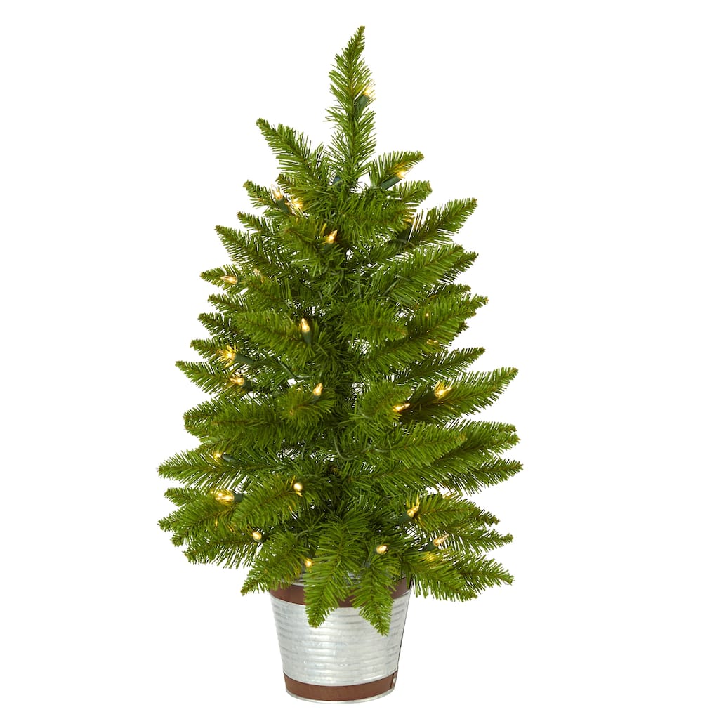 2' Potted Providence Pine Artificial Christmas Tree Clear Lights - 2 Foot