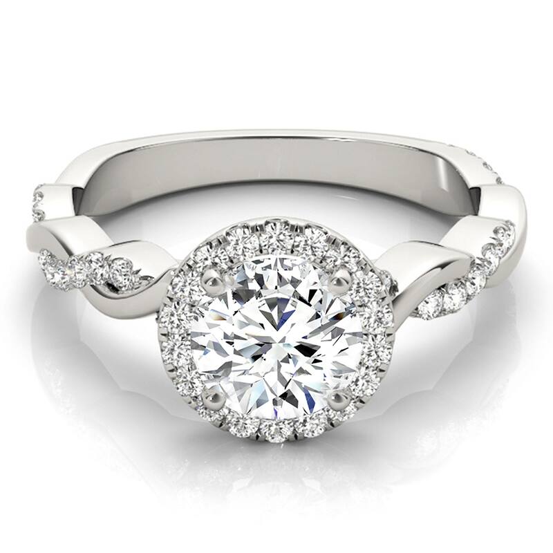 Auriya 14k-White Gold Lab Grown Round Diamond Halo Twisted-Shank Engagement Ring 0.50 to 5.00 ct. tw. (F-G VS)