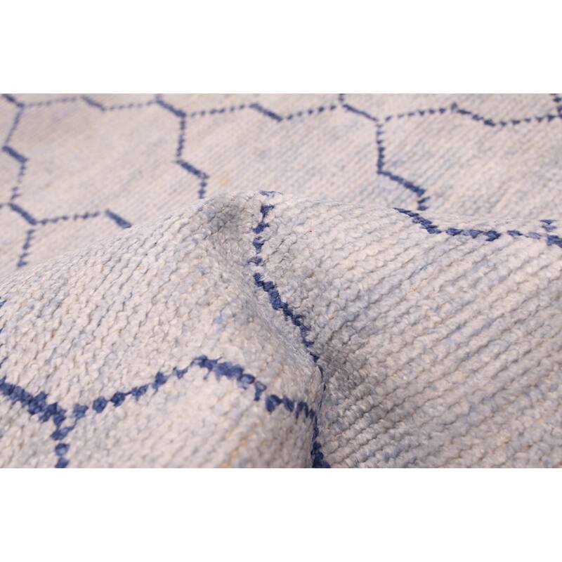 ECARPETGALLERY Hand-knotted Tangier Light Denim Blue Silk Rug - 4'11 x 7'9