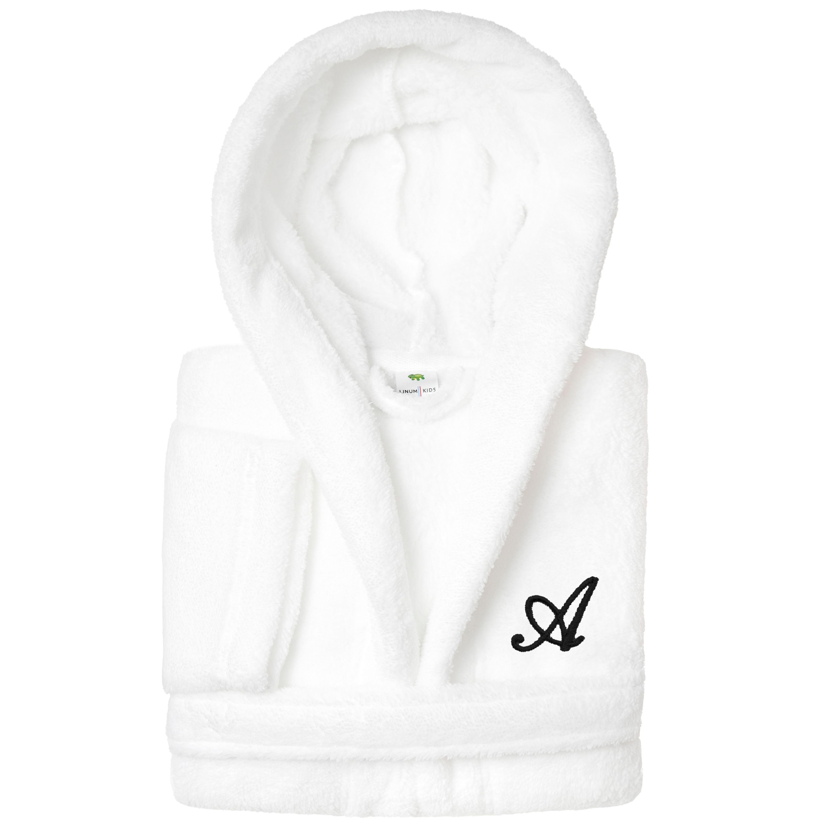 Sweet Kids 100% Polyester SUPER PLUSH Double Brushed Hooded Bathrobe with Black Script Monogram