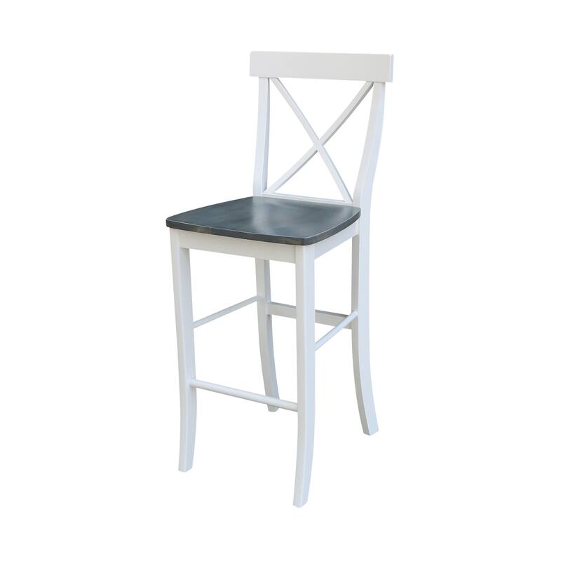 36" Round Pedestal Bar Height Table With 2 X-Back Bar Height Stools - Set of 3 Pieces