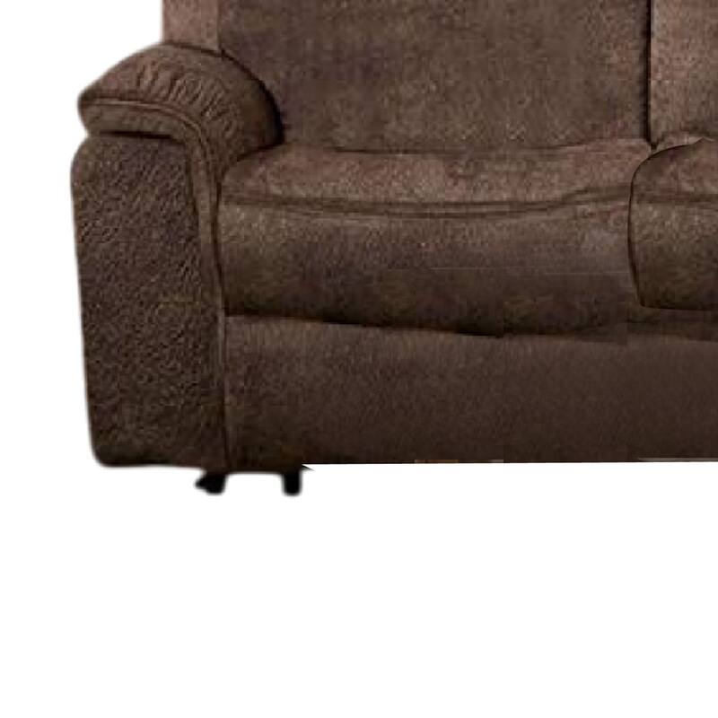 Heny Manual Reclining Sofa, Brown Fabric Seating, 88 Inch, No Sag