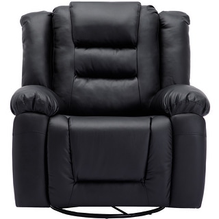 360° Swivel Rocker Manual Recliner Chair, PU Leather Reclining Chair