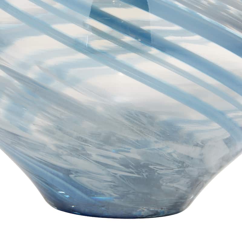 Glass Handmade Blown Vase - Set of 2 Blue - Roche River Decor - 7"W x 7"L x 10"H