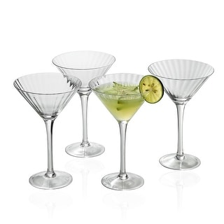 Loodgieter getuigenis software Ribbed Optic Martini Glasses set of 4 - 3.5" x 7" H - Overstock - 34805631
