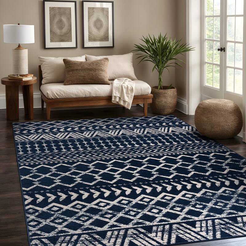 Beverly Rug Diamond Moroccan Bohemian Trellis Indoor Area Rug
