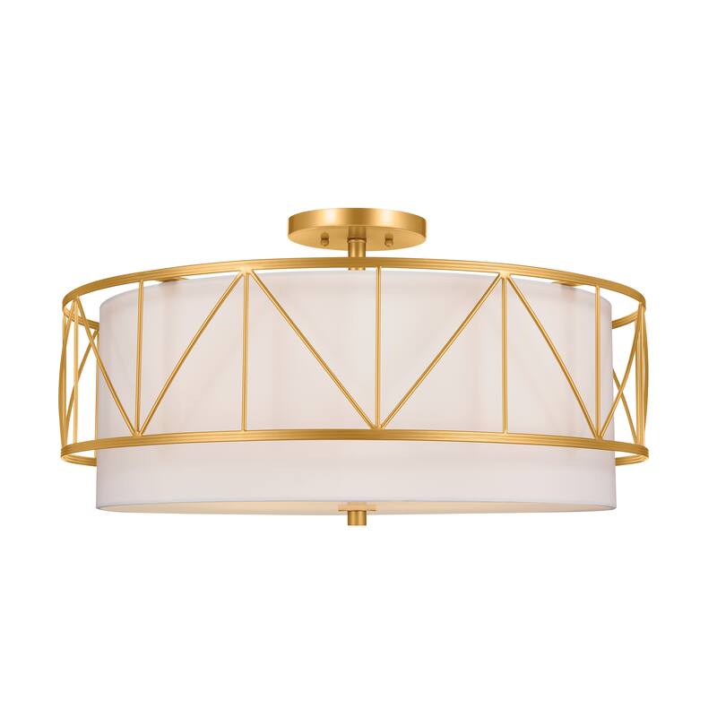 Birkleigh 24 in. 4-Light Classic Gold Semi-Flush Mount Ceiling Light