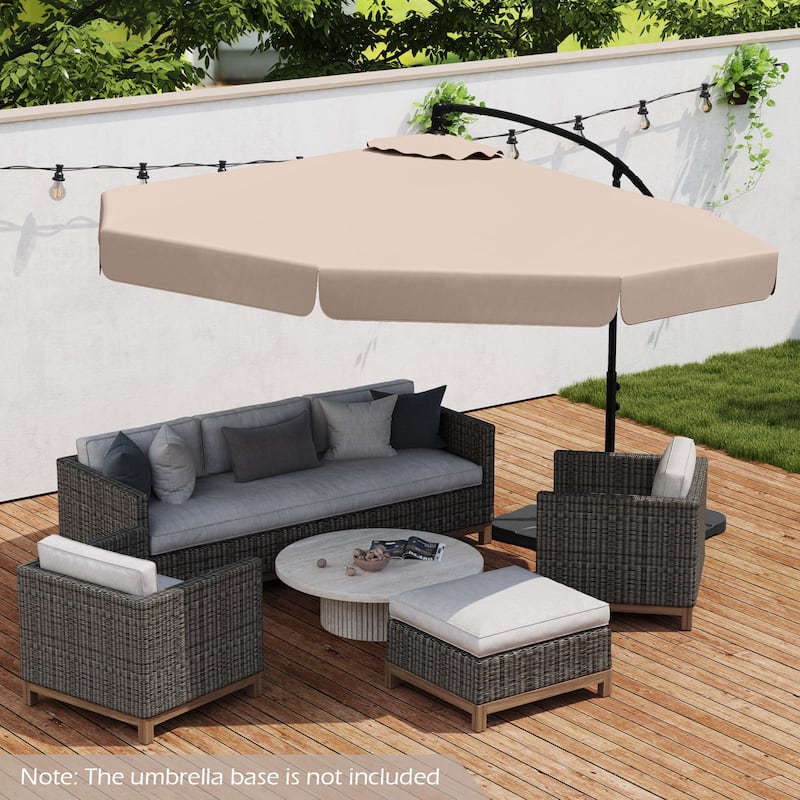 10FT Outdoor Cantilever Umbrella with Fade-Resistant Canopy Tilt Handle and Cover Included (Only Umbrella) - Beige