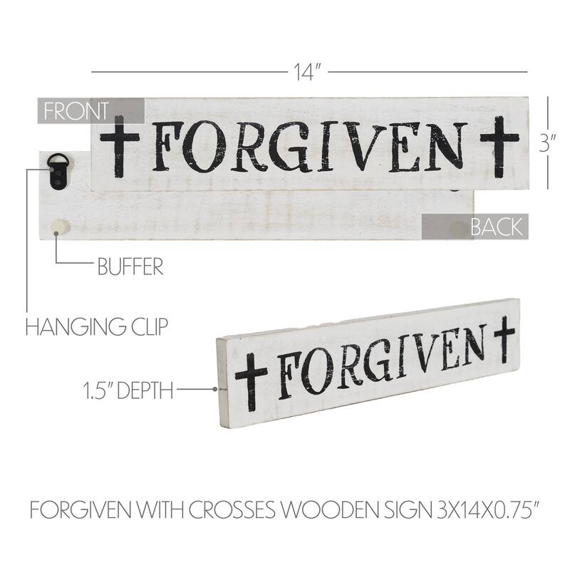 Forgiven with Crosses Wooden Sign 3x14