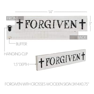 Forgiven with Crosses Wooden Sign 3x14
