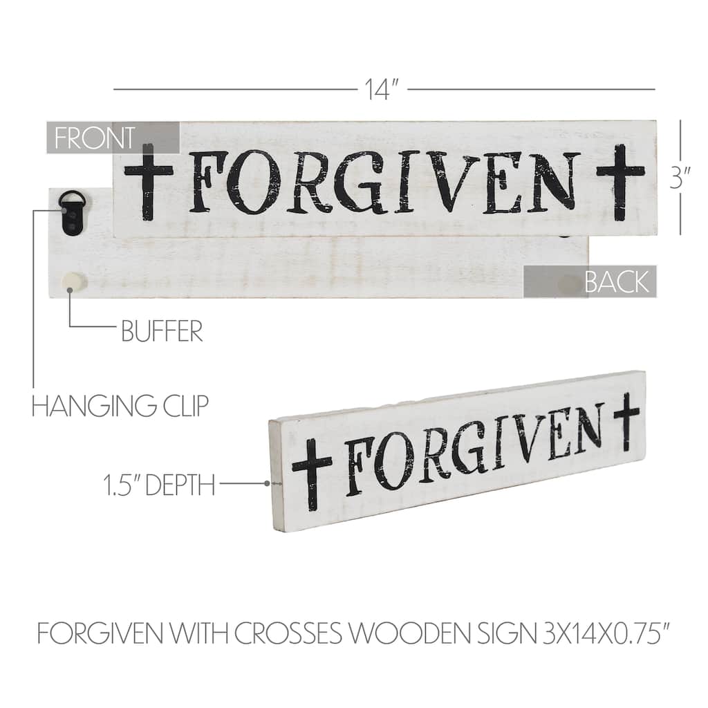 Forgiven with Crosses Wooden Sign 3x14