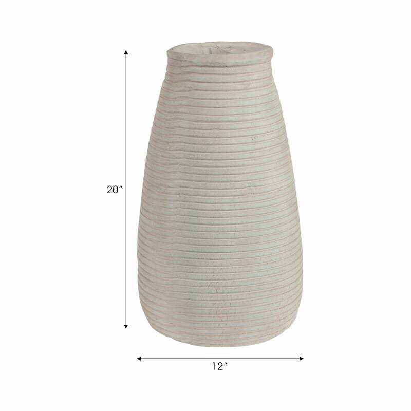 Decorative Ribbed Tall Vase for Home Decor - Minimalist Modern Flower Vase