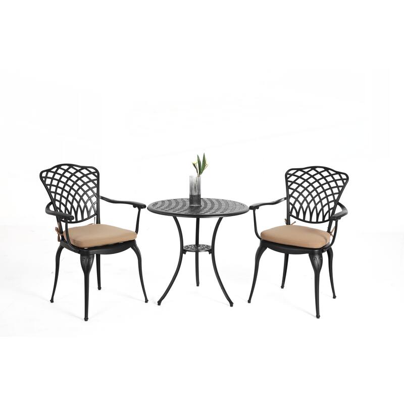 3 Piece Patio Bistro Set All Weather Metal Bistro Table Set