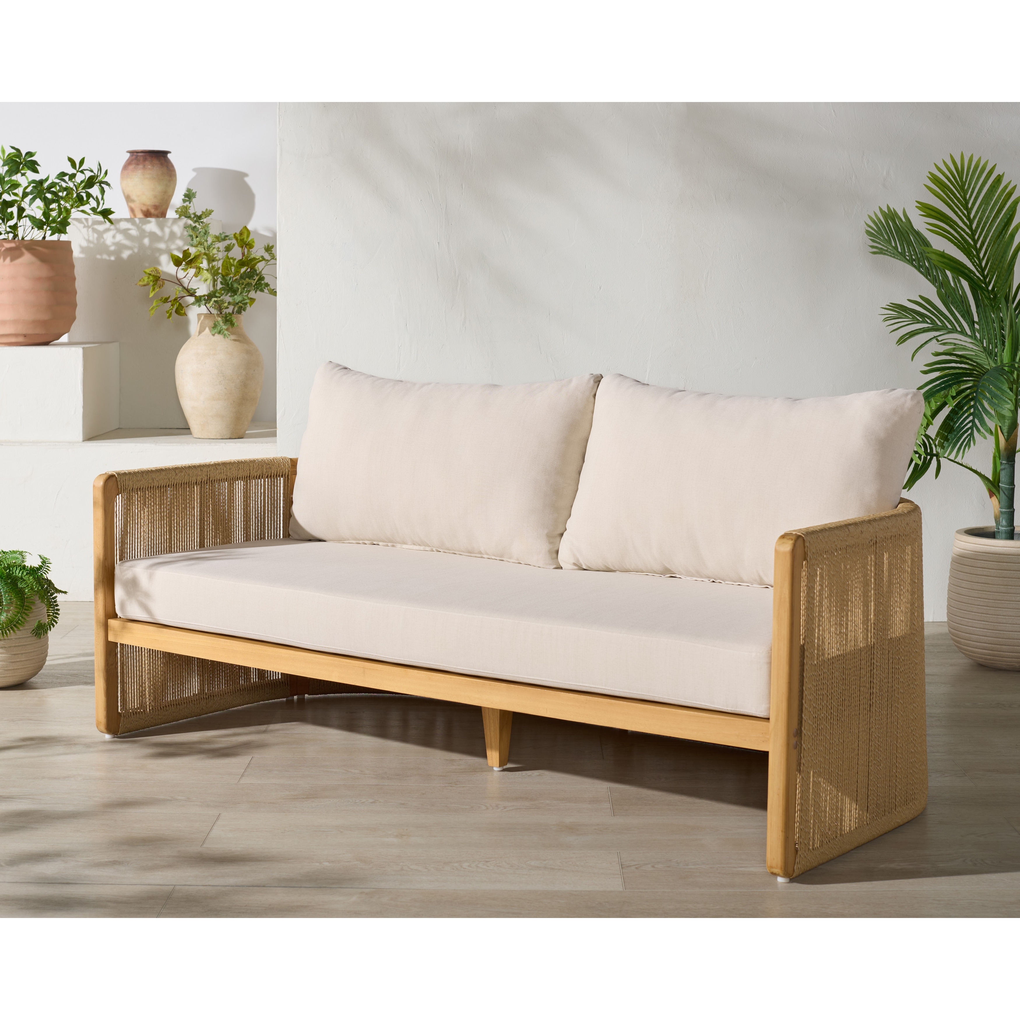 SAFAVIEH Couture Gale Teak Sofa, Natural
