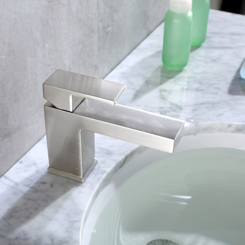 Luxier BSH05-S Single Handle Single Hole Bathroom Faucet with Drain
