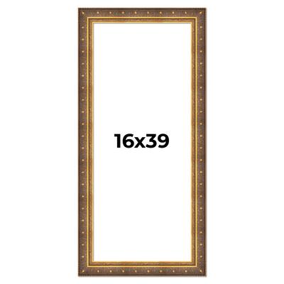 16x39 Frame Vintage Gold Solid Wood Picture Frame | 2.5 Inch Moulding