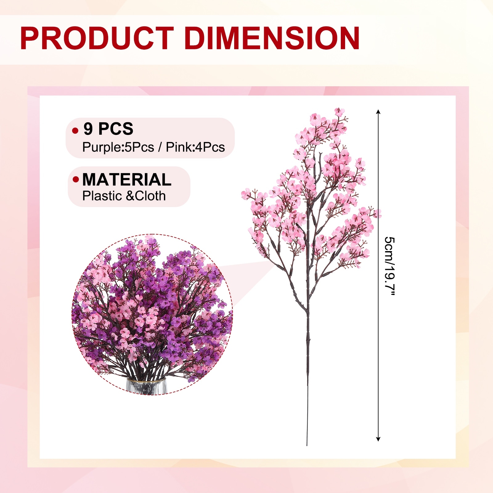 Artificial Flowers, European Fake Flowers DIY Bouquet Fake Floral for Home Kitchen Decor Weddings Parties - 50cm