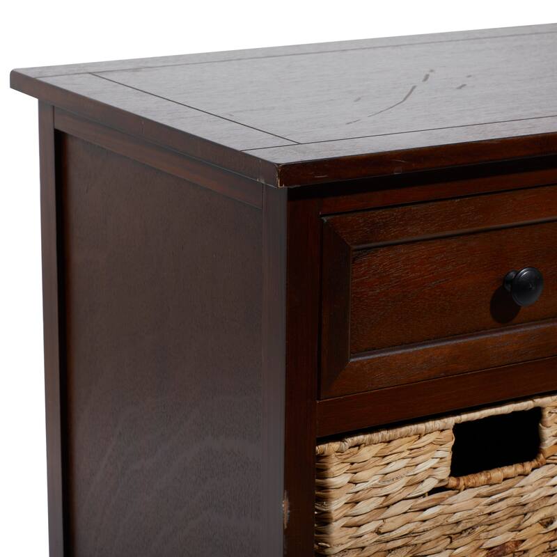 Cream, Teal, White or Brown Wood 2 Baskets and 1 Drawer Storage Unit - 16 x 13 x 28