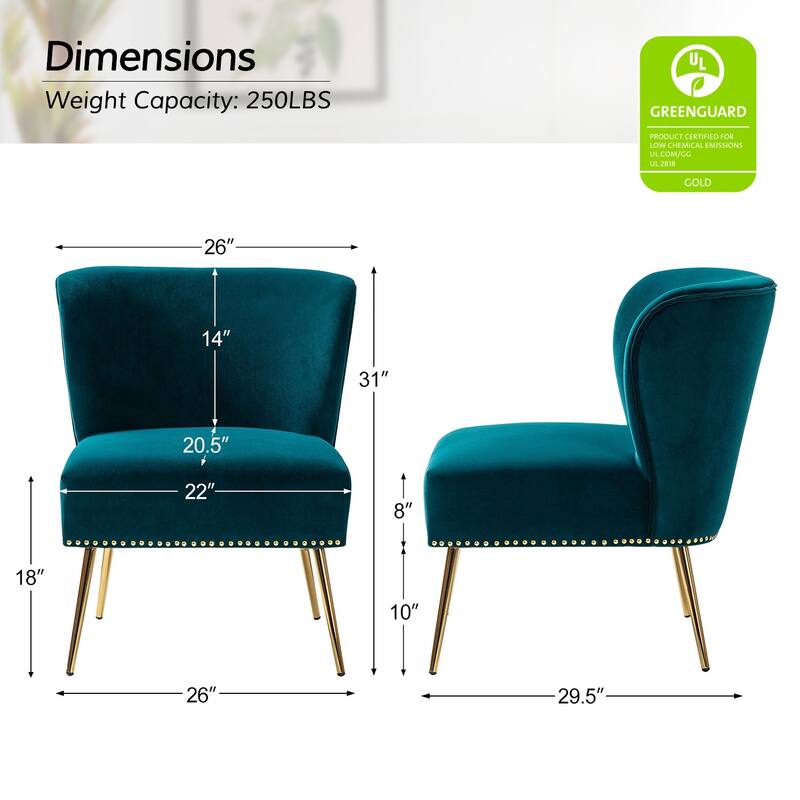 Celtia Modern Velvet Accent Side Chair with Nailhead Trim by HULALA HOME