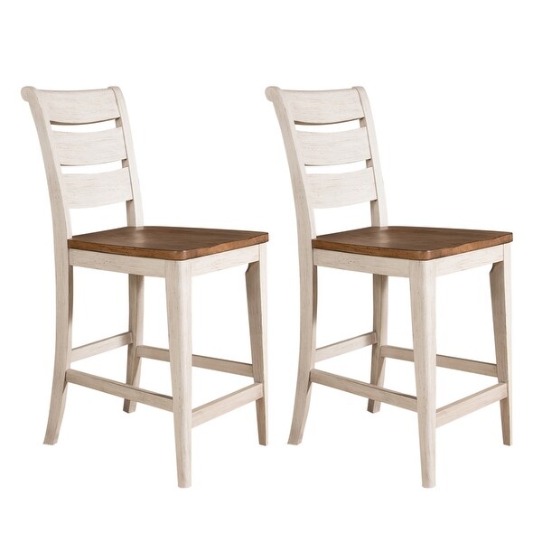 Farmhouse Reimagined Antique White Ladder Back Counter Chair (Set of 2