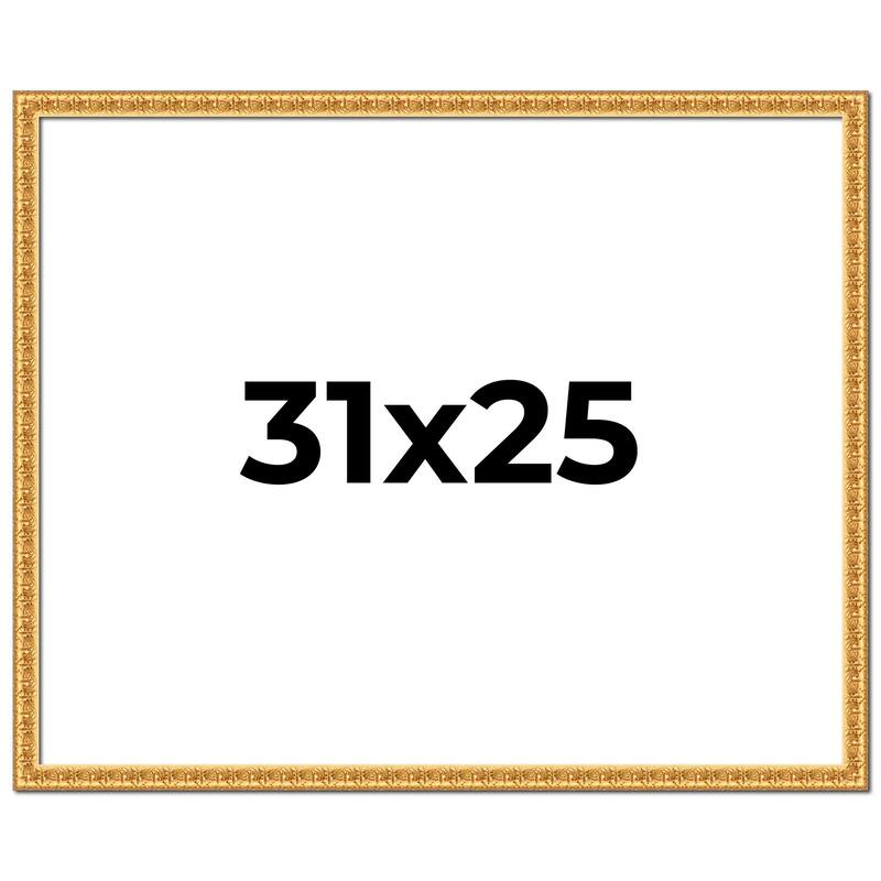 31x25 Frame Gold Real Wood Picture Frame Width 1 inches | Interior