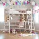 preview thumbnail 13 of 23, Twin Size Loft Bed Metal Frame with Desk and Shelf,Loft Bed with Ladder,With Desk And Bookshelf,White Black