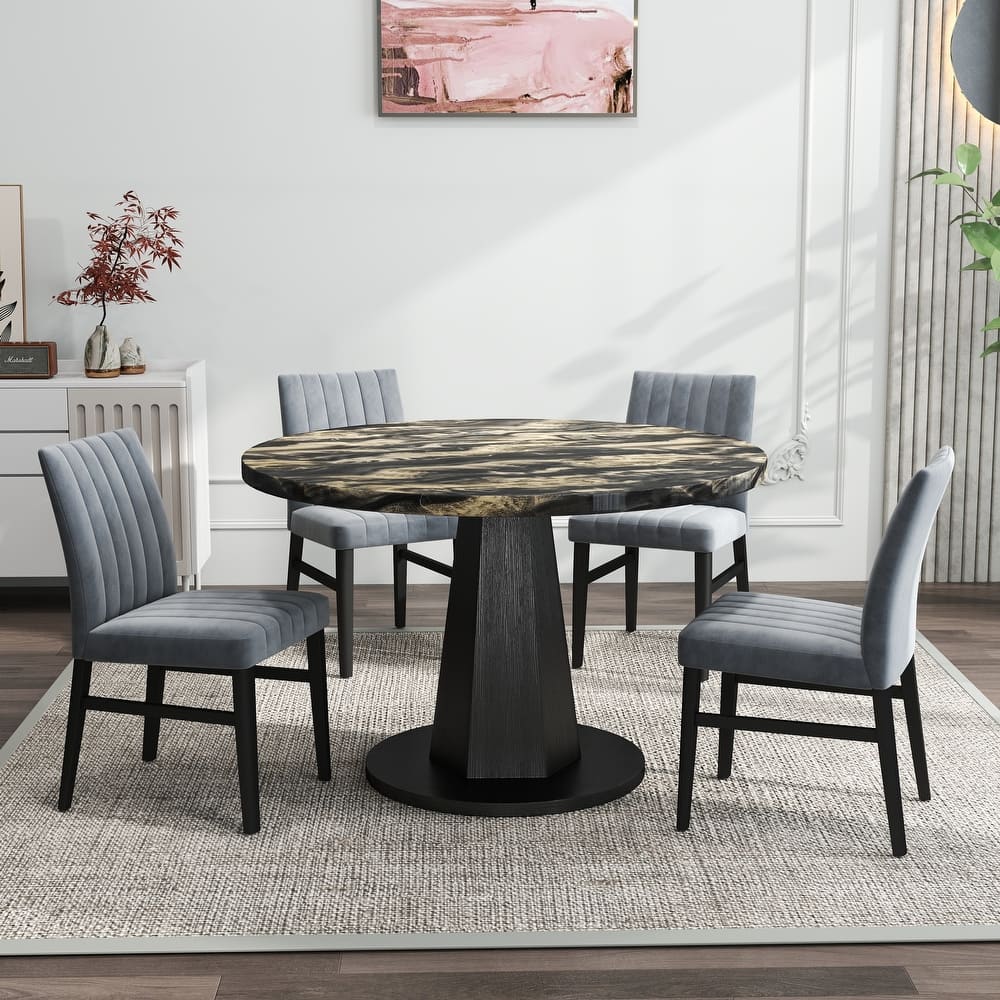 Roundhill Furniture Cavira 5-Piece Round Modern Dining Set