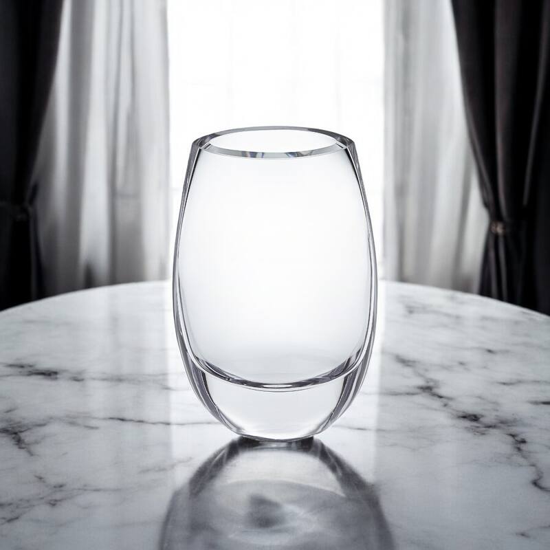 HomeRoots 8" Clear Cylinder Crystal Glass Table Vase