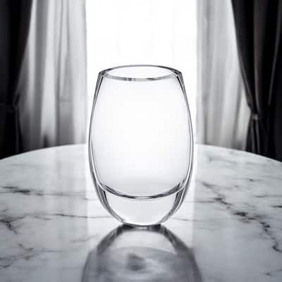 HomeRoots 8" Clear Cylinder Crystal Glass Table Vase