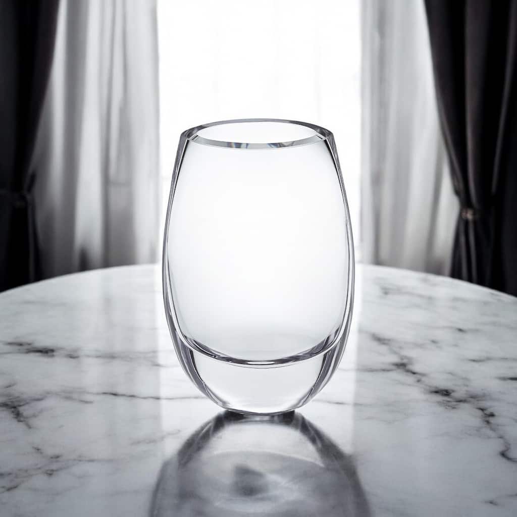 HomeRoots 8" Clear Cylinder Crystal Glass Table Vase