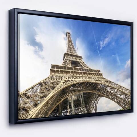 Designart 'Fantastic View of Paris Paris Eiffel Towerfrom Ground' Cityscape Framed Canvas Print