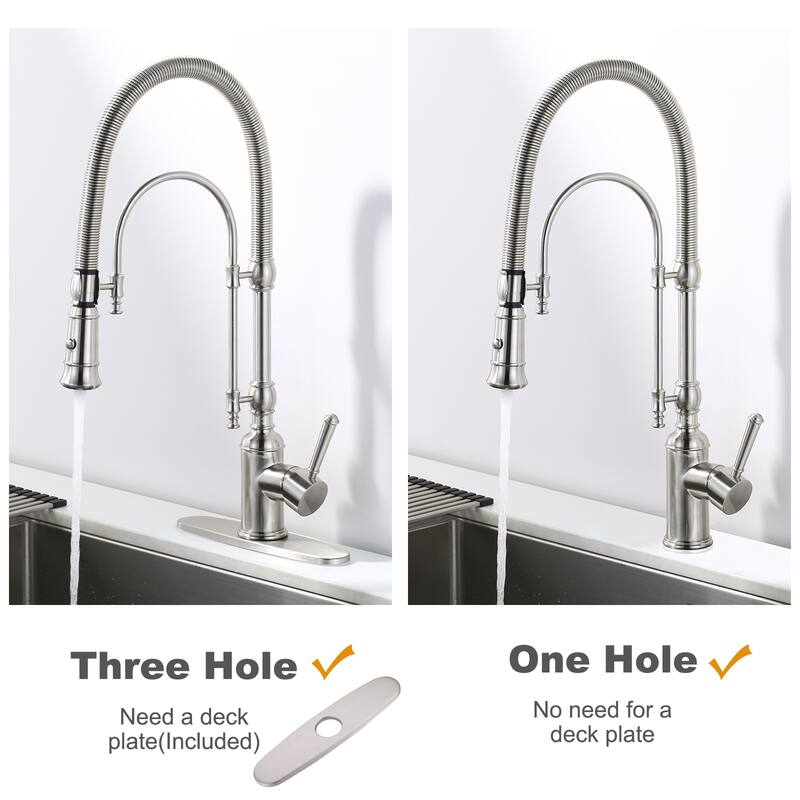 WOWOW Single Handle Gooseneck Pull Down Sprayer Kitchen Faucet