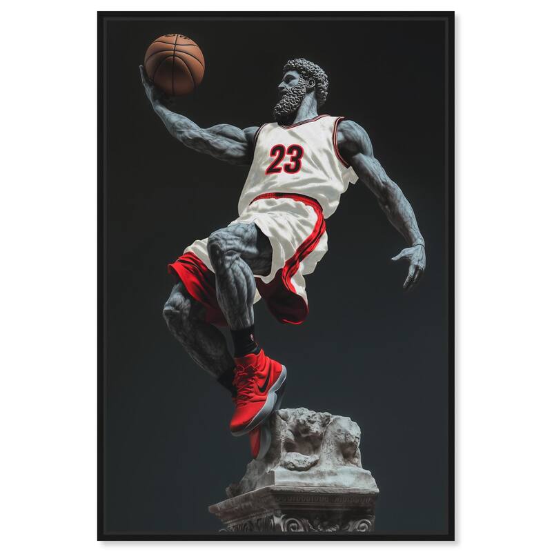 Basketball White Uniform Canvas by Art Remedy - Black - 36" x 54"