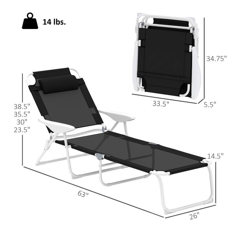 GDFStudio - Andersen Adjustable Folding Outdoor Tanning Lounger with Breathable Comfort Design - Chaise Lounge