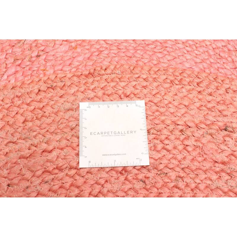 ECARPETGALLERY Braided Weave Palas Denizli Salmon Jute Rug - 3'3 x 3'3