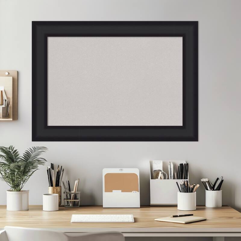 Oliver Black Wood Framed Cork Board - Bulletin Board, Organization Board, Pin Board