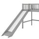 preview thumbnail 11 of 11, Gray Twin Size Wood Low Loft Bed with Ladder and Slide for Kids, Boys and Girls